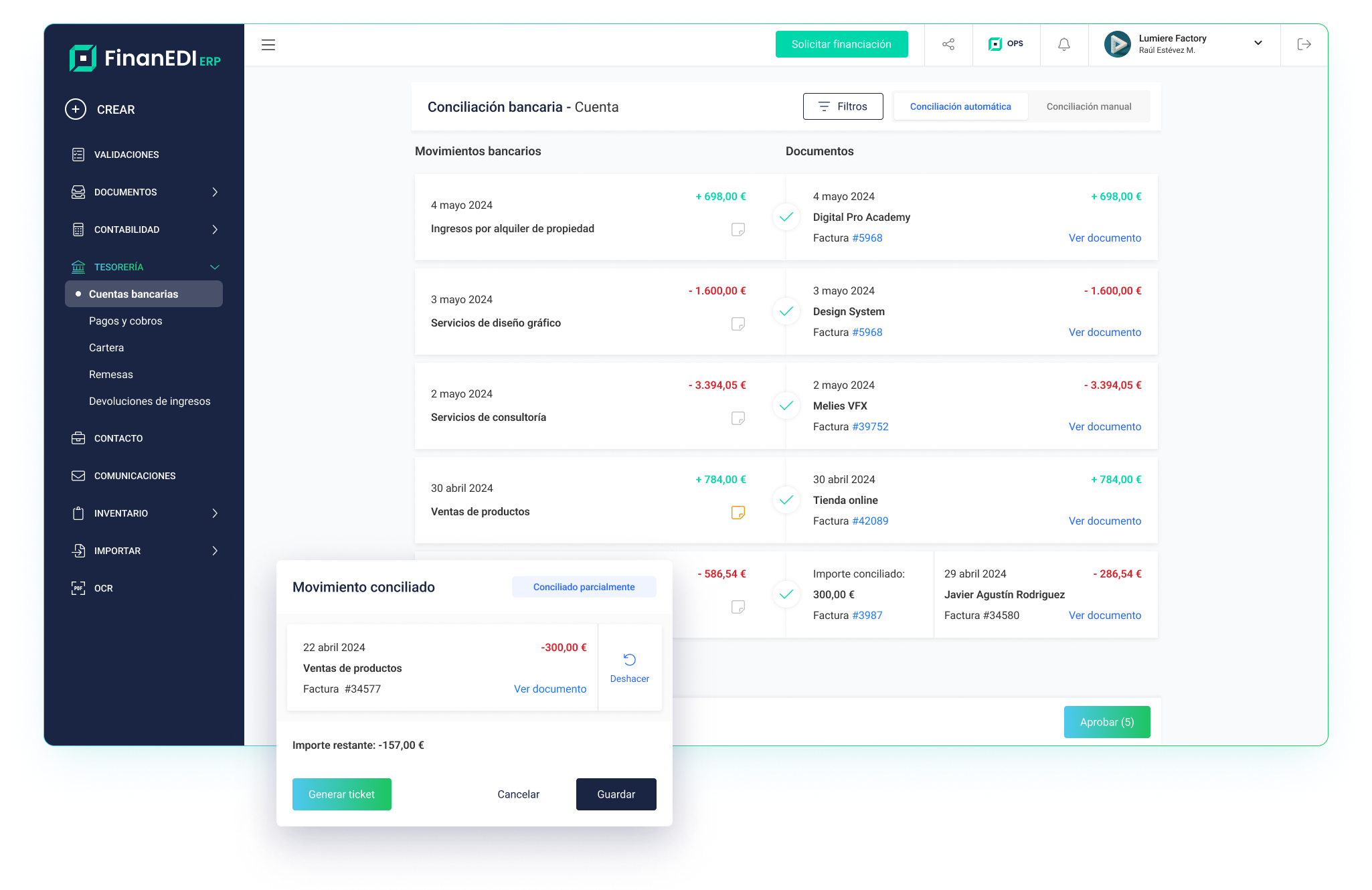Conciliación bancaria automática en FinanEDI