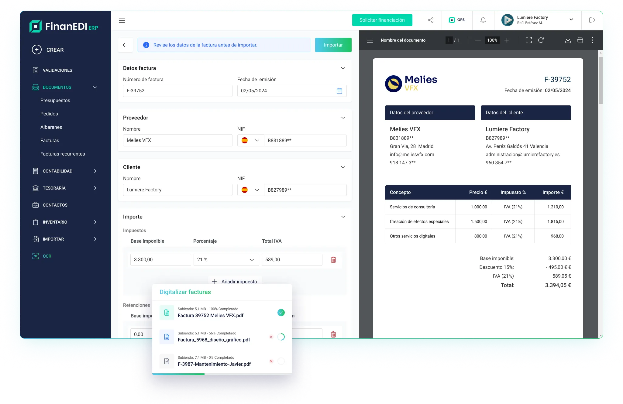 Digitalización OCR de documentos en FinanEDI