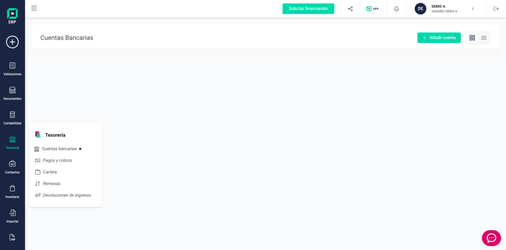 Tesorería Cuentas Bancarias FinanEDI