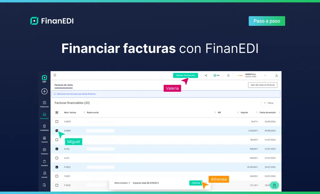 Solicitar contacto para financiar facturas desde FinanEDI