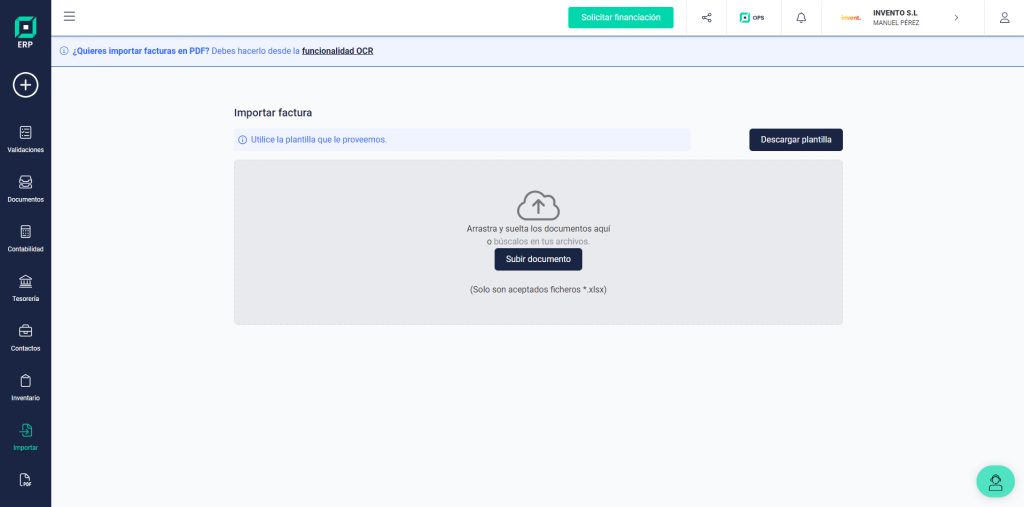 Módulo importar factura FinanEDI