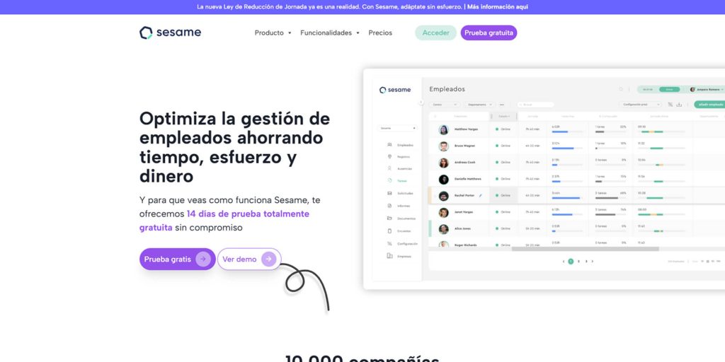 Sesame - Software de control horario
