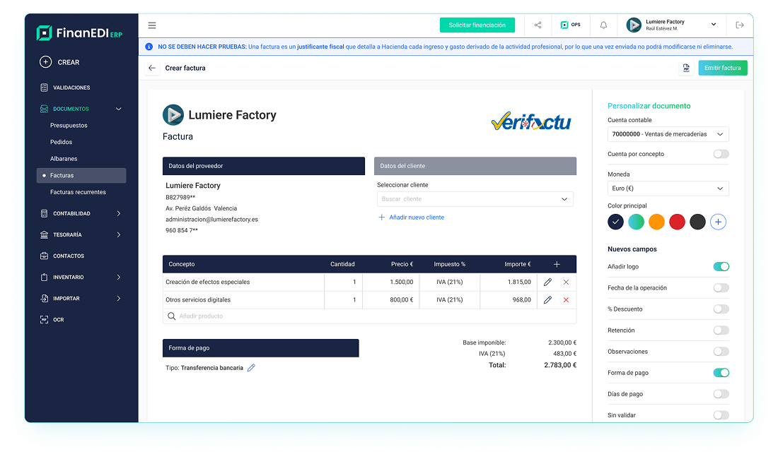 Factura creada en FinanEDI