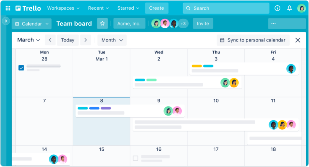 Interface aplicación Trello