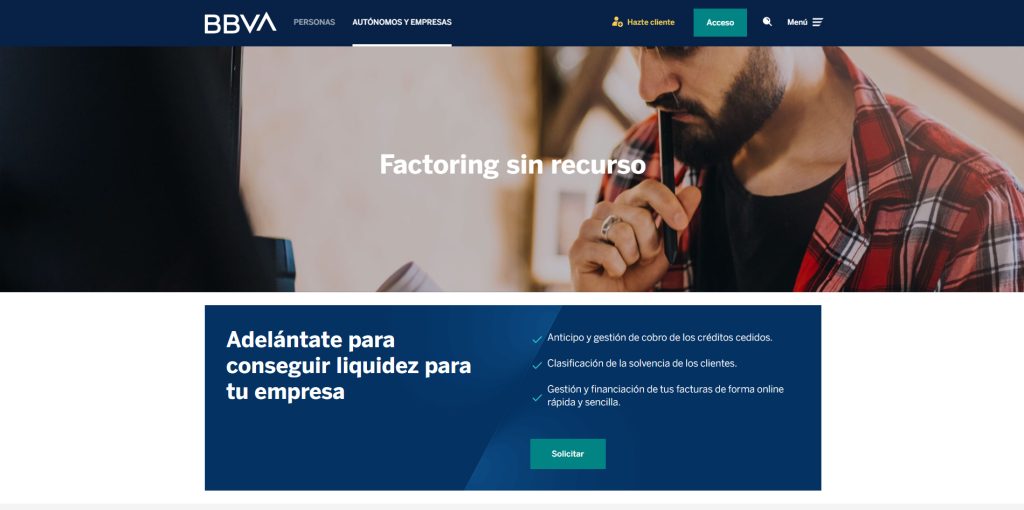 Página web BBVA factoring