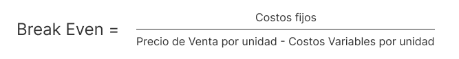 Fórmula para calcular el Break Even