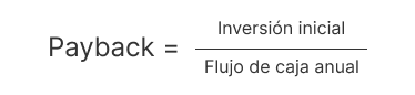 Fórmula para calcular el payback