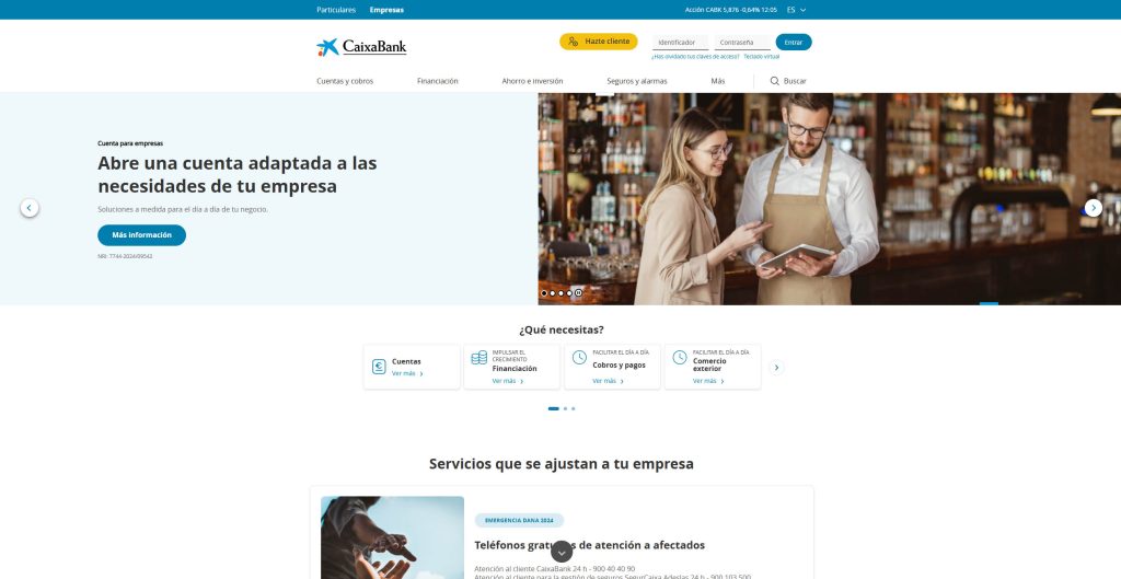 Página web CaixaBank Empresas